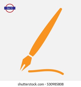 Old Pen Icon. Simple Symbol. Flat Design Style. Vector Illustration