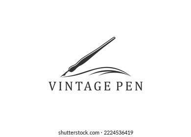 Old pen logo for education and knowledge writing icon symbol illustration