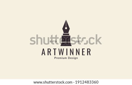 old pencil with trophy logo symbol vector icon graphic design illustration