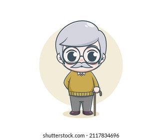 Old People Avatar Cartoon Illustration