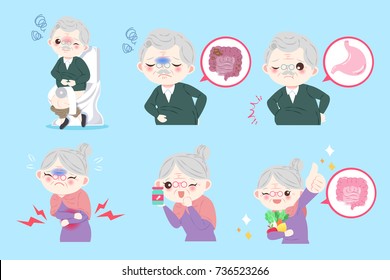 Old People Belly Problem On Blue Stock Vector (Royalty Free) 736523266