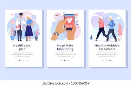 Old people care concept illustration set,  perfect for banner, mobile app, landing page