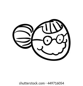 old people and cartoon concept represented by grandmother icon. Isolated and sketch illustration 
