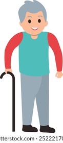 Old People Character with Flat Cartoon Design. Vector Illustration