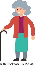 Old People Character with Flat Cartoon Design. Vector Illustration