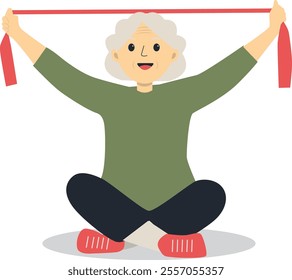 Old People Character with Sport Activities. Isolated on White Background.