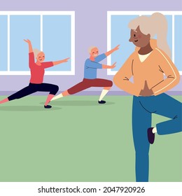 old people in class fitness activity