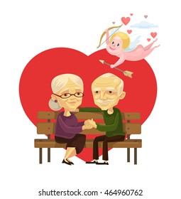 Old people couple characters. Vector flat cartoon illustration