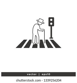 old people cross the street icon symbol vector