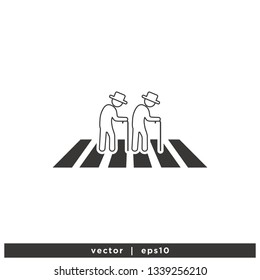 old people cross the street icon symbol vector