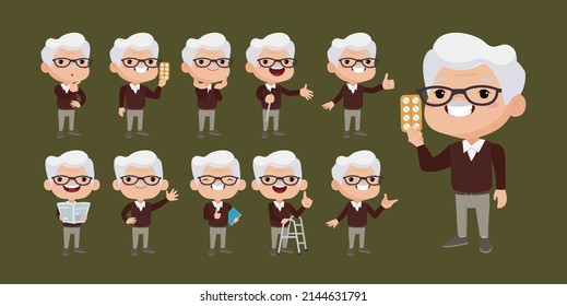 Old people with different poses