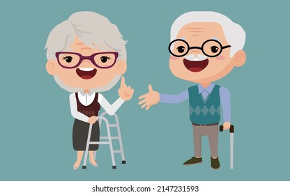 Old people with different poses