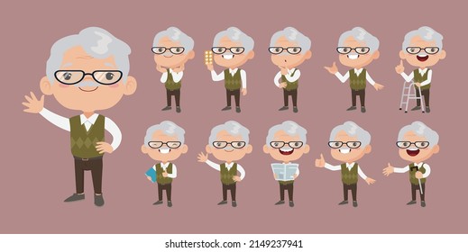 Old people with different poses