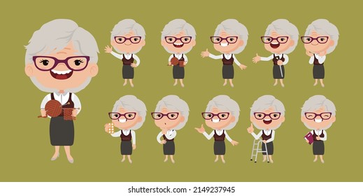 Old people with different poses
