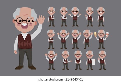 Old people with different poses
