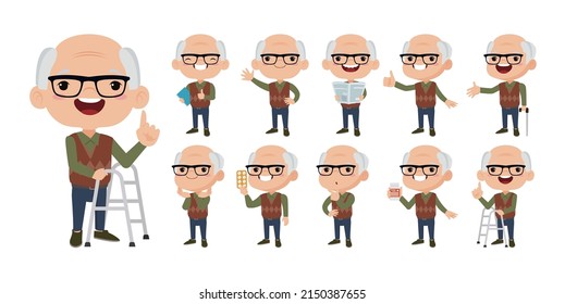 Old people with different poses