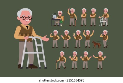 Old people with different poses