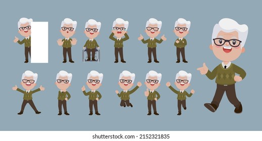 Old people with different poses