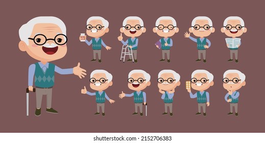 Old people with different poses