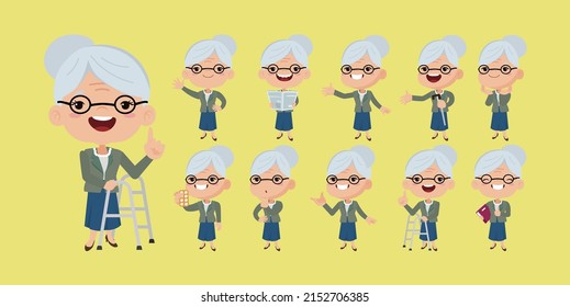 Old people with different poses