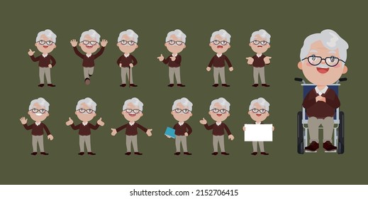 Old people with different poses