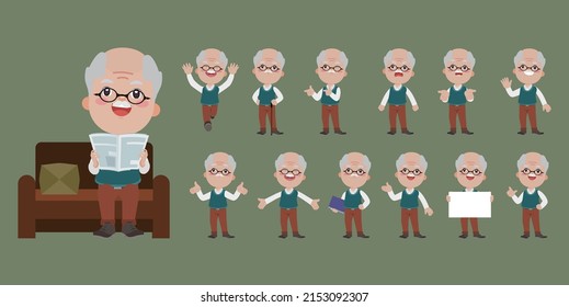 Old people with different poses