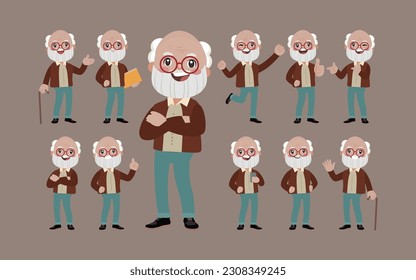 Old people with different poses