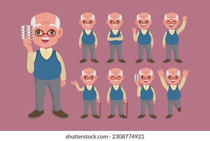 Old people with different poses