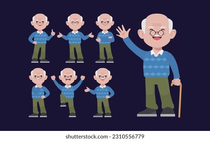 Old people with different poses