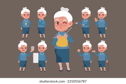 Old people with different poses