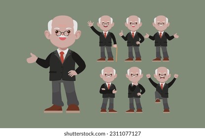 Old people with different poses