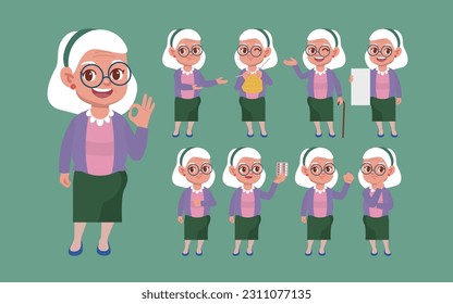 Old people with different poses