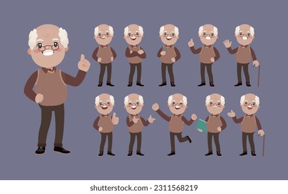 Old people with different poses