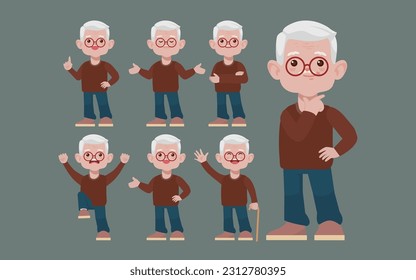 Old people with different poses