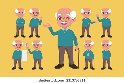 Old people with different poses