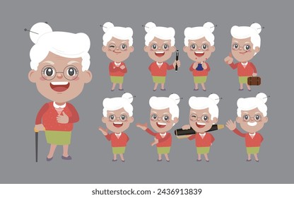 Old people with different poses