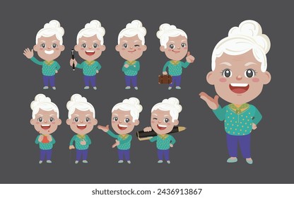 Ancianos con diferentes poses