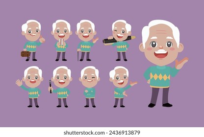 Ancianos con diferentes poses