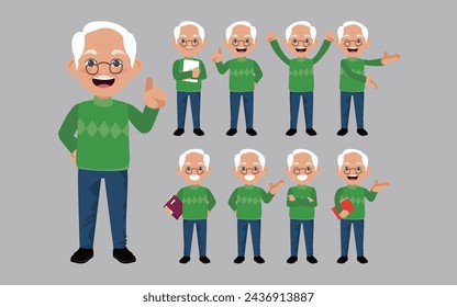 Ancianos con diferentes poses