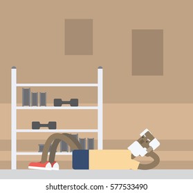 Old people doing exercises. Vector illustration. Cartoon character.