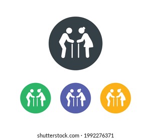 Old people, elderly couple vector icon sign. Grandparent and retirement symbol