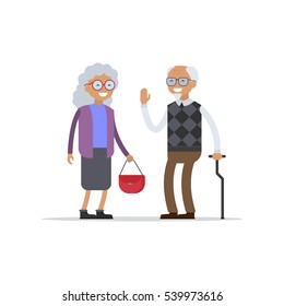 Old people. Grandparents.  Man and woman. Active senior 