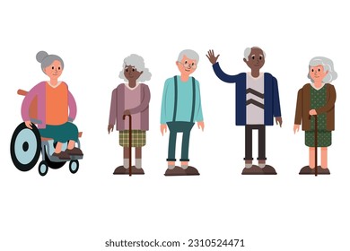 Old people. Grandparents on a white background. Vector illustration in a flat style.