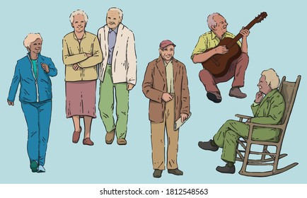 old people happy doing normal activities