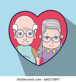 old people inside of heart design