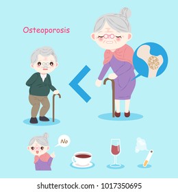 old people with osteoporosis problem on the blue background