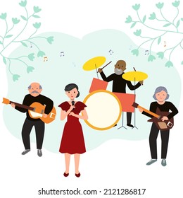 Old people playing music, Play music happily.