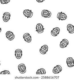 old people senior happy mature vector seamless pattern thin line illustration