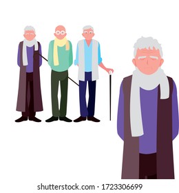 old people sharing at home vector illustration design