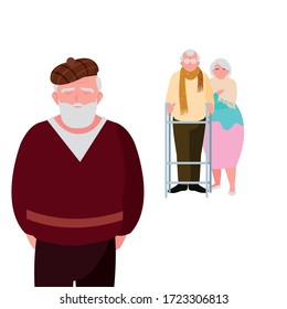 old people sharing at home vector illustration design